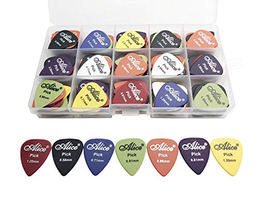 Alice 100pcs Alice Matte Anti-Skid Acoustic Electric Guitar Picks Plectrum 6 Thickness 0.58/0.71/0.81/0.96/1.20/1.50 mm With Pick Case Storage Box - Image 2