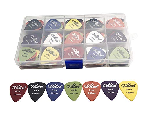 Alice 100pcs Alice Matte Anti-Skid Acoustic Electric Guitar Picks Plectrum 6 Thickness 0.58/0.71/0.81/0.96/1.20/1.50 mm With Pick Case Storage Box - Image 4