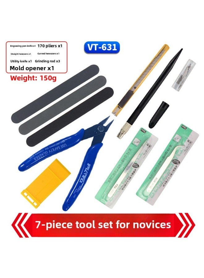 Novice Tools Suit Transformation DIY Production Cutting Pliers Polishing Carving Applicable Gundam/military Model Hand Office-Color:VT-629: Tool Suit