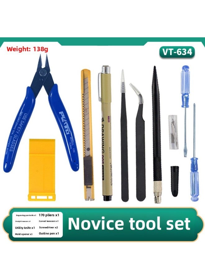 Novice Tools Suit Transformation DIY Production Cutting Pliers Polishing Carving Applicable Gundam/military Model Hand Office-Color:VT-629: Tool Suit