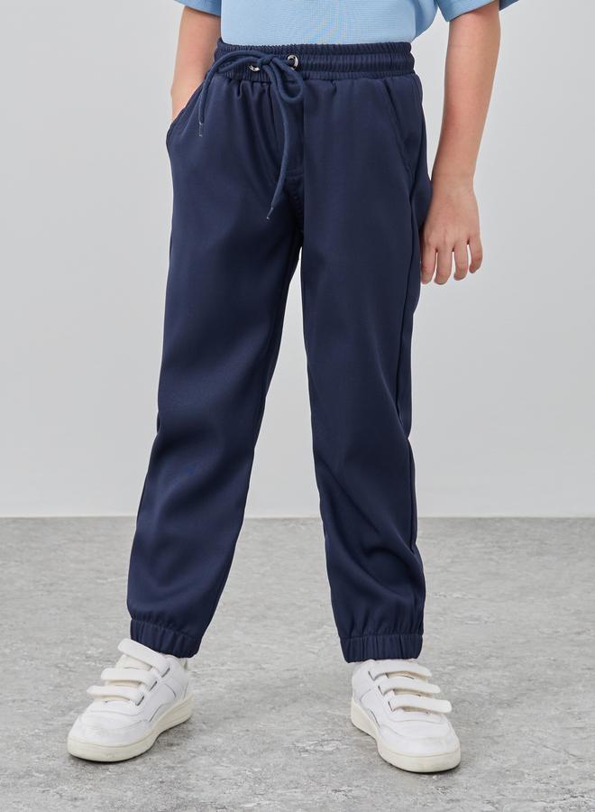 Styli Solid Mid Rise Joggers with Drawstring - Image 1