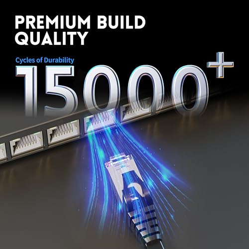CableGeeker Cat7 Shielded Ethernet Cable 150ft (Highest Speed Cable) Flat Ethernet Patch Cable Support Cat5/Cat6 Network,600Mhz,10Gbps - Black Computer Cord + Free Clips and Straps for Router Xbox - Image 4