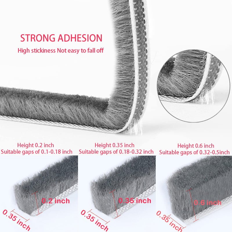 UpinFun 33 Ft Gray Self-Adhesive Soundproofing Weather Stripping for Doors and Windows, 0.35" Wide x 0.2" Thick - Image 2