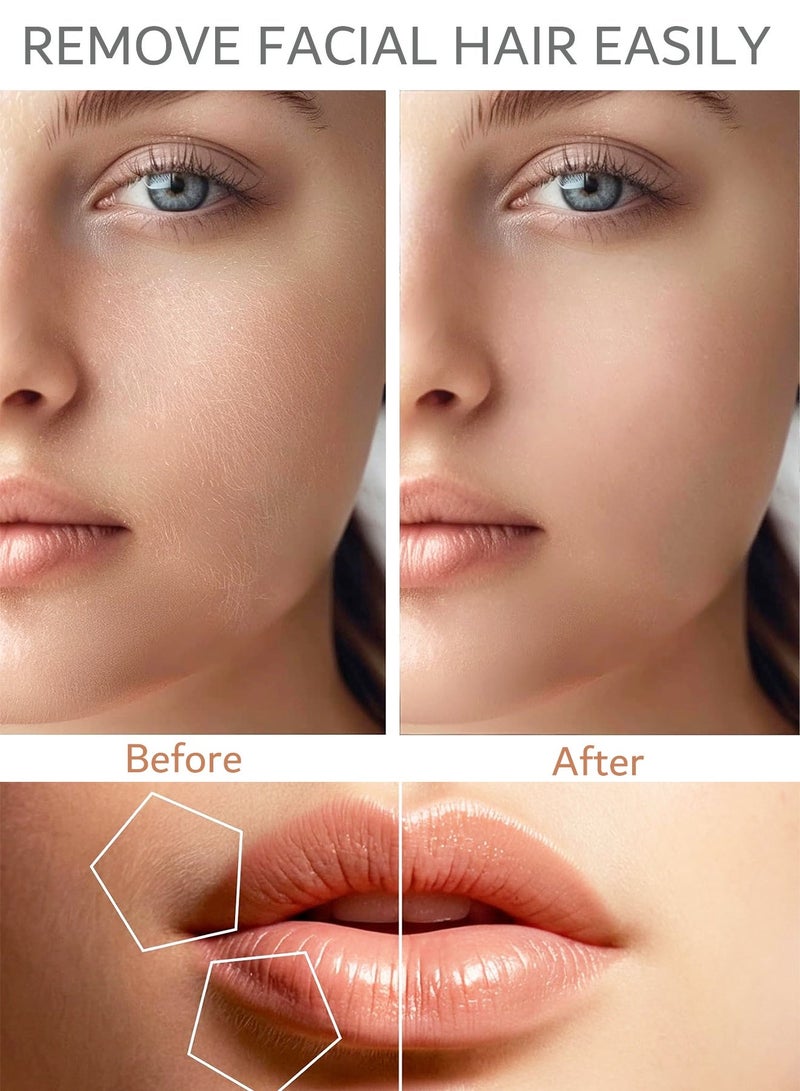 DOSCHER Facial Hair Removal for Women, Painless Epilator Hair Remover Device with 2 Pcs Replacement Heads , USB Rechargeable Face Electric Razor and Trimmer for ladies Lip, Chin, Arms - Image 5