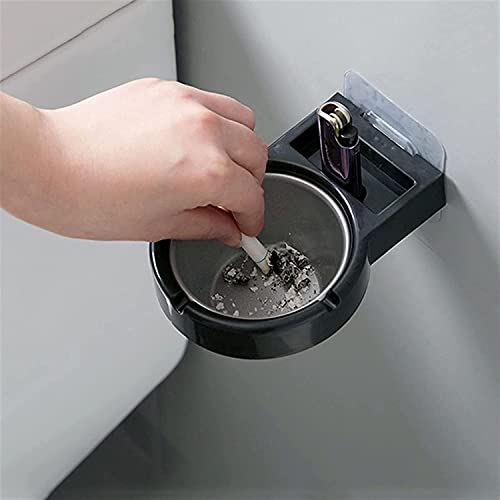 SHIDHMI Cigarette Ashtray Big Size Round Rotating Stainless Steel, Plastic Ashtray, Wall- mounted Waterproof Wall Hanging Ashtray with Suction Cup for Home Bathroom Office Toilet (Pack of 1, Black) - Image 5