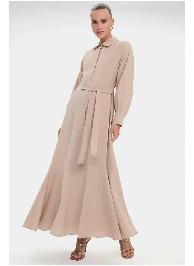 JUNE Belted Maxi Dress
