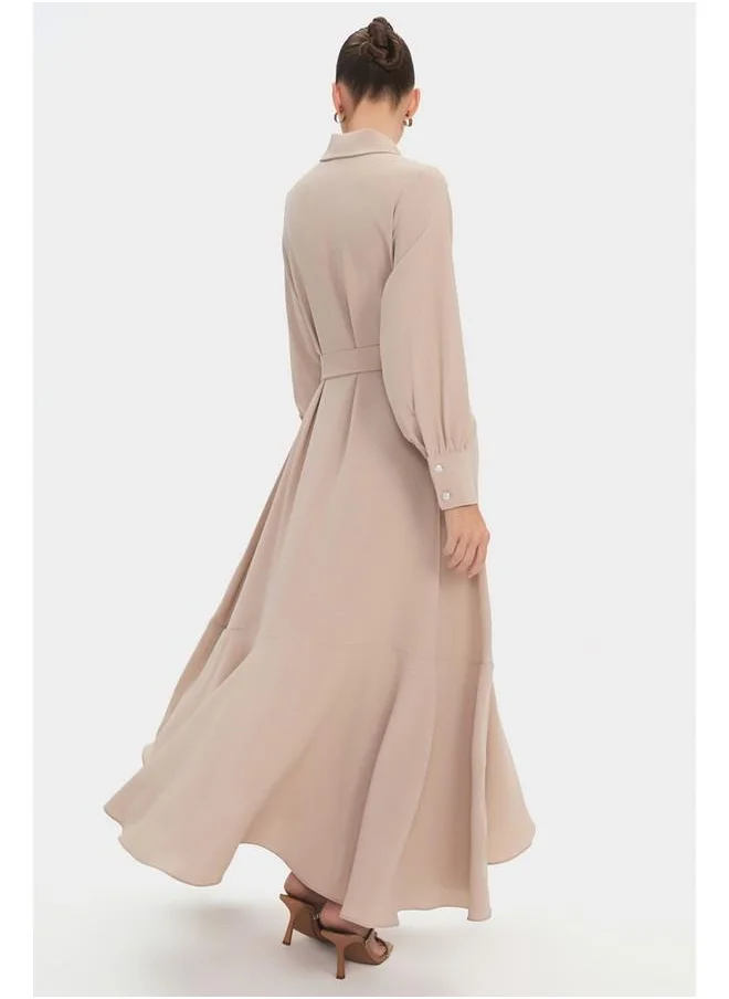 JUNE Belted Maxi Dress