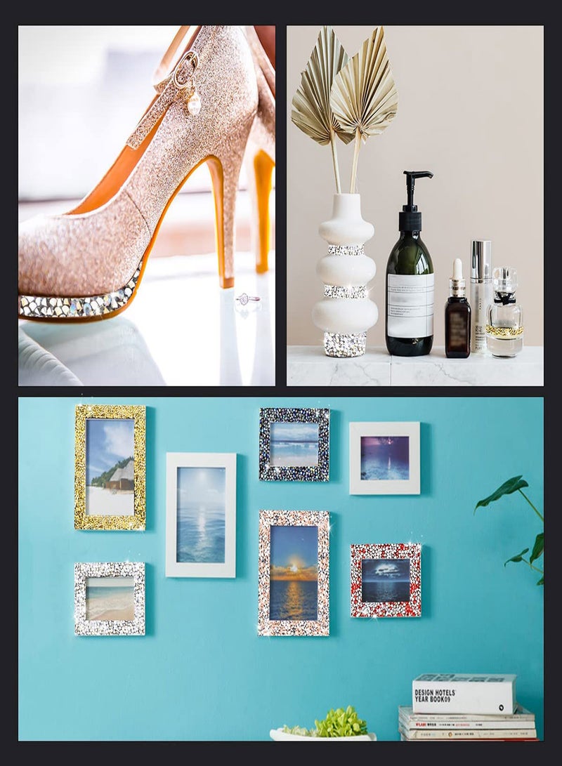 Excefore Crystal Rhinestone Diamond Ribbon 3 Rolls Self Adhesive Crystal Rhinestone Ribbon Stickers Glitter DIY Ribbon Roll Diamond Belt for Crafts Wedding Birthday Clothing Car Decor (1Yard x 0.6") - Image 3