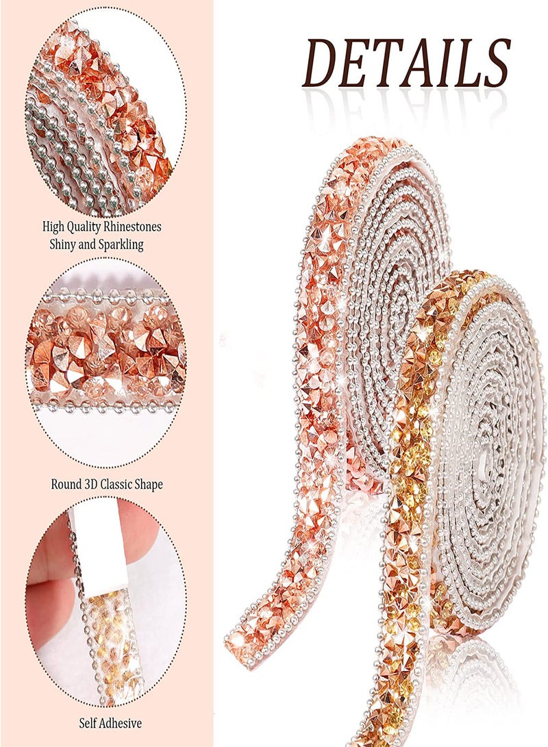 Excefore Crystal Rhinestone Diamond Ribbon 3 Rolls Self Adhesive Crystal Rhinestone Ribbon Stickers Glitter DIY Ribbon Roll Diamond Belt for Crafts Wedding Birthday Clothing Car Decor (1Yard x 0.6") - Image 2