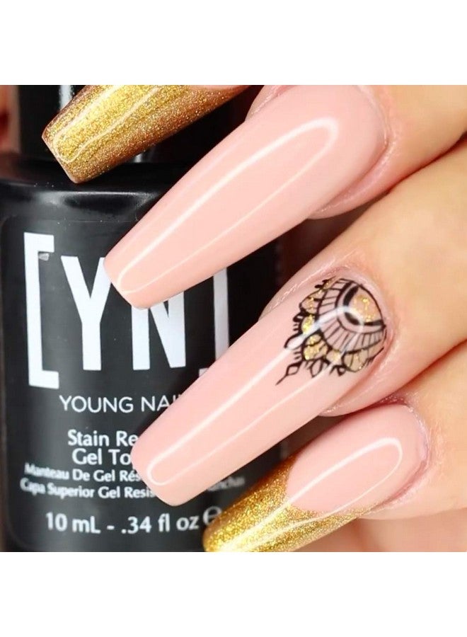 Young Nails Stain Resistant Gel Top Coat - Professional Grade Clear Gel Nail Polish Top Coat, No Wipe UV Gel Top Coat for Acrylic and Hard Gel Nails, Prevents Discoloration, UV & LED Cure - 1/3 oz - Image 4
