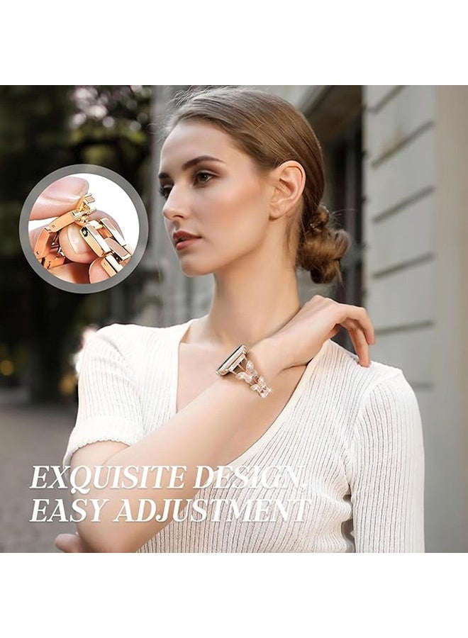 الفراشة شرارة معدنية الماس ستارلايت باند ل آبل ووتش، متوافق مع آبل ووتش سلسلة 11 46 مم / سلسلة 10 46 مم، المجوهرات استبدال باند للنساء (الذهب الوردي) - Image 2