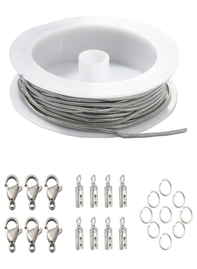 Ipotkitt 5m 304 Stainless Steel Snake Chain Links Set DIY Round Snake Chain Bracelet Necklace Making Kit with Clasps Jump Rings End Caps for Men Women - Image 1
