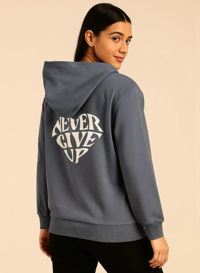 PAUSE Pause Women Regular Fit Slogan Print Hoodie