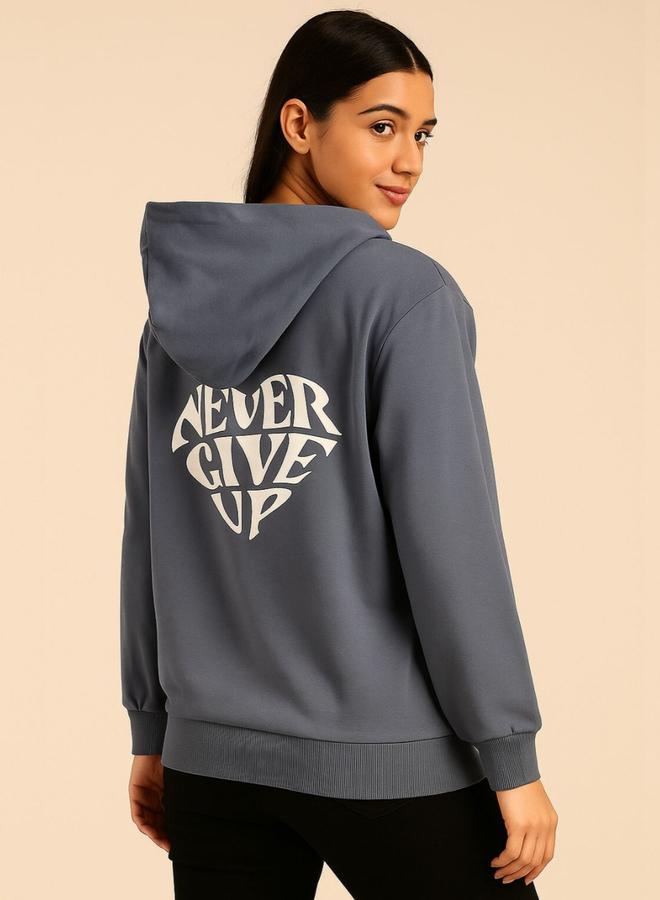 Pause Women Regular Fit Slogan Print Hoodie - Image 2