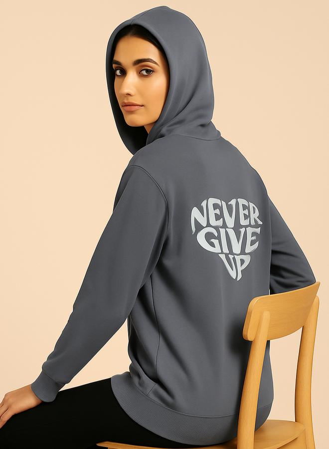 Pause Women Regular Fit Slogan Print Hoodie - Image 4