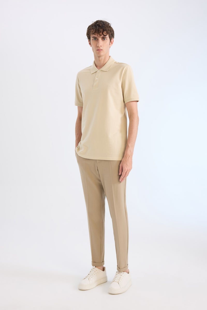 DeFacto Beige Man Regular Fit Polo Collar Pique Short Sleeve Polo T-Shirt Casual - Image 2