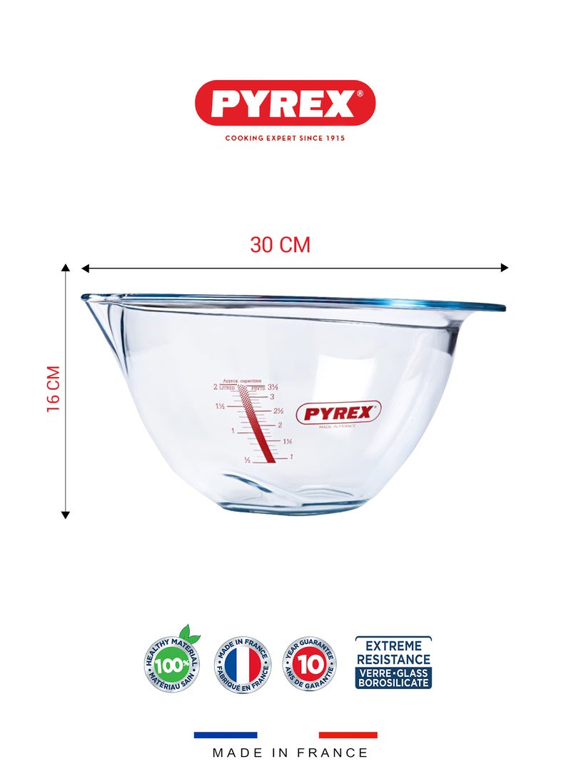 بيريكس Pyrex Glass Expert Mixing Bowl 4L – Large Capacity, Heat-Resistant, with Measurement Markings - Image 2