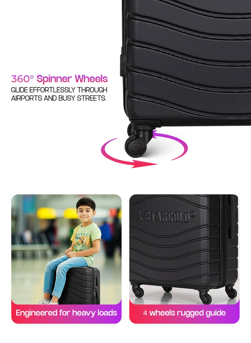 4 Pack Of Hardside Spinner Number Locked Luggage Trolley