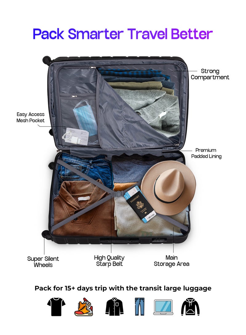 4 Pack Of Hardside Spinner Number Locked Luggage Trolley