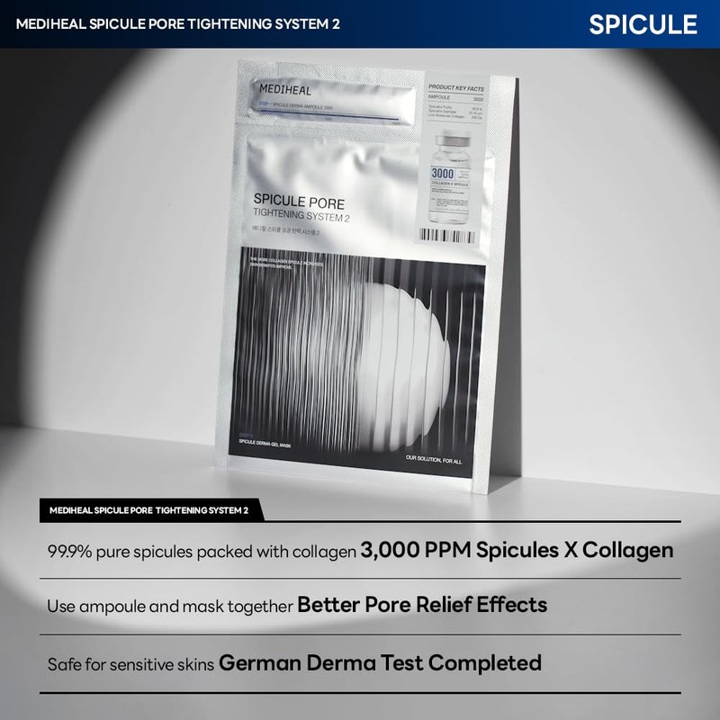 Mediheal Collagen Spicule 3000ppm Intensive Serum Micro Needle Serum for Pore Care Soothing Skin Texture Improvement 2StepCollagen Spicule Ampoule and Gel Mask SetSkin Booster10pcs - Image 5
