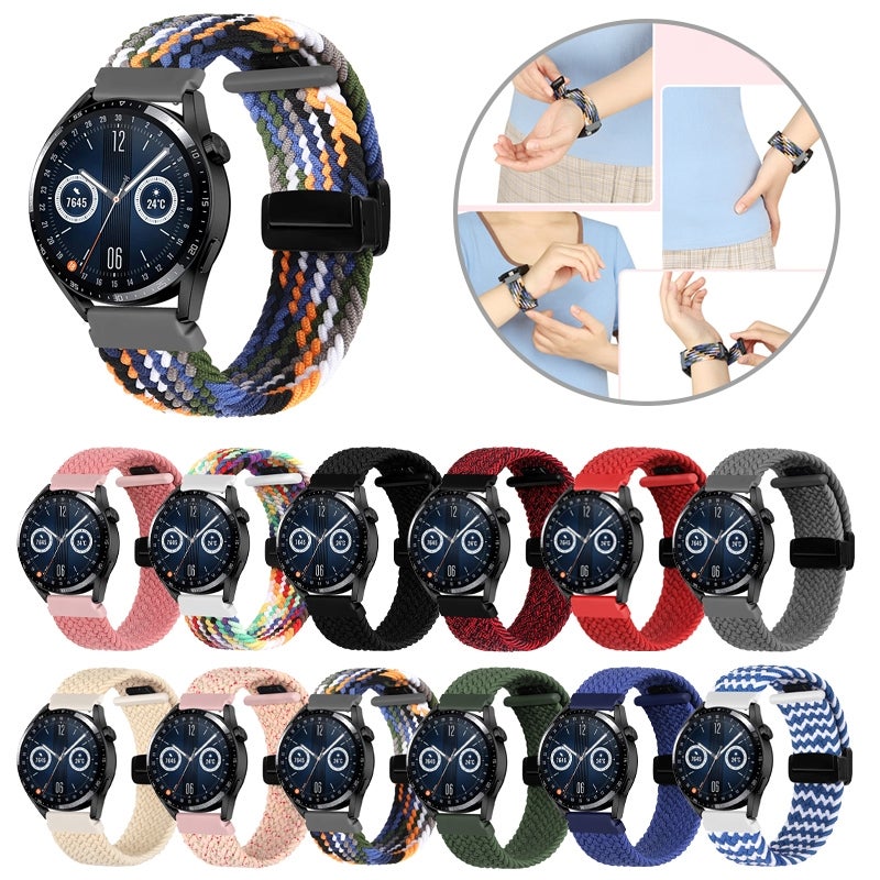 S-TOP For Garmin VivoMove Trend / Luxe / Style 20mm Magnetic Fold Clasp Woven Watch Band(Blue) - Image 2
