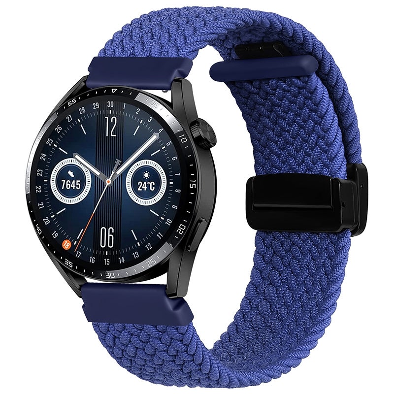 S-TOP For Garmin VivoMove Trend / Luxe / Style 20mm Magnetic Fold Clasp Woven Watch Band(Blue) - Image 1