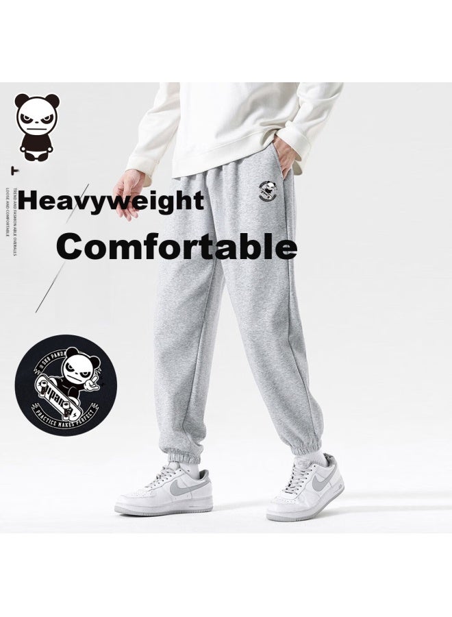 Hipanda Men's Casual Pants, Summer Tapered Leg Design, High-waisted Straight-leg, Loose-fitting Trendy Sweatpants, Gray, XL - Image 1