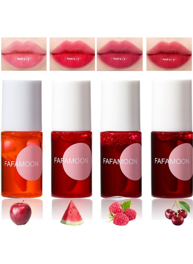4Pcs Lip Tint Stain Set, Mini Moisturizing Water Lipstick, Vivid Color Korean Lip Gloss, Long-Lasting Non-Stick Cup Multi-Use Lip And Cheek Tint