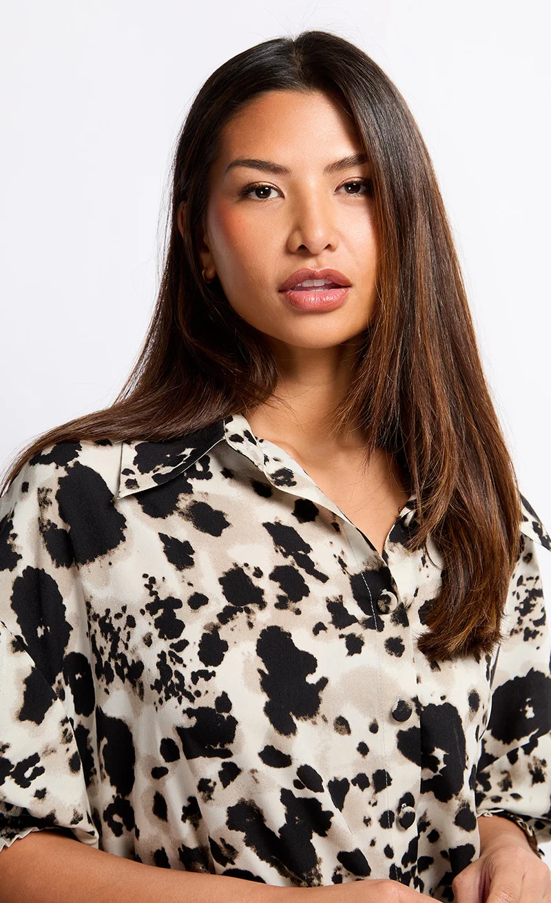 Little Mistress Animal Print Shirt Dress