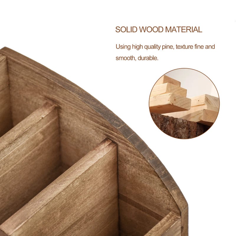 OKSQW Wood Remote Box Wood Desktop Caddy Basket (Light Brown-M)… - Image 3