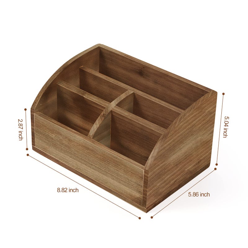 OKSQW Wood Remote Box Wood Desktop Caddy Basket (Light Brown-M)… - Image 2