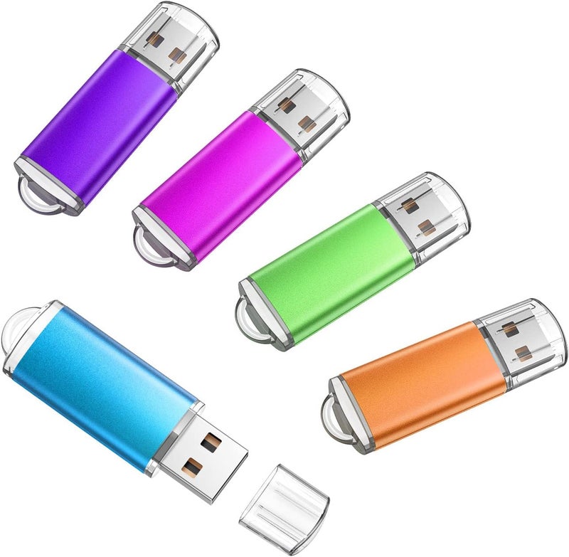 K&ZZ 5 Pack 128GB Flash Drive USB 2.0 Memory Stick Thumb Drive 128 GB USB Flash Drives Jump Drive Bulk USB Drive, Multicolored - Image 1