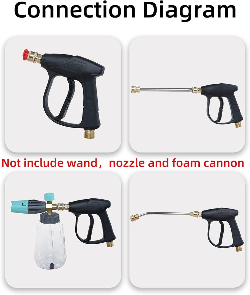 Sooprinse High Pressure Washer Gun 3000 PSI Max, Power Washer Short Gun with 1/4 Inch Quick Connector, M22-14 - Image 5