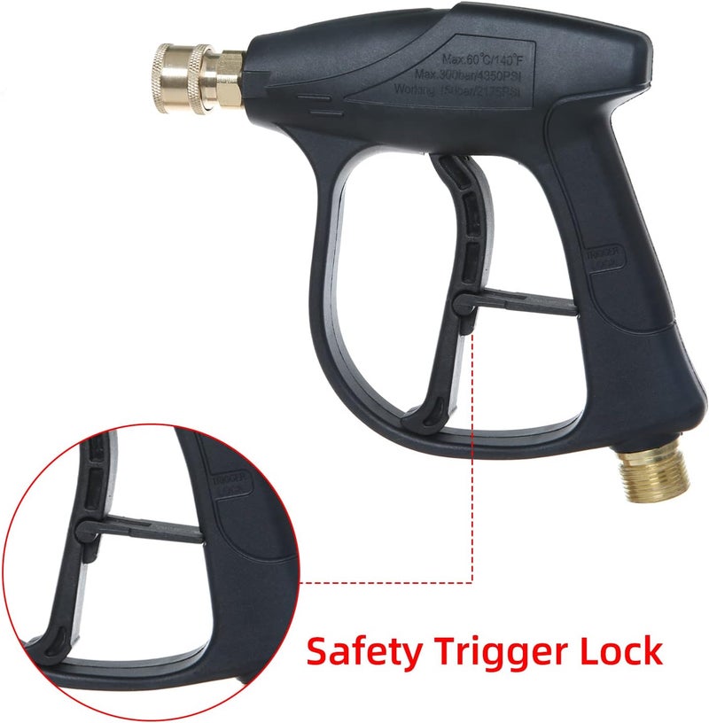 Sooprinse High Pressure Washer Gun 3000 PSI Max, Power Washer Short Gun with 1/4 Inch Quick Connector, M22-14 - Image 4