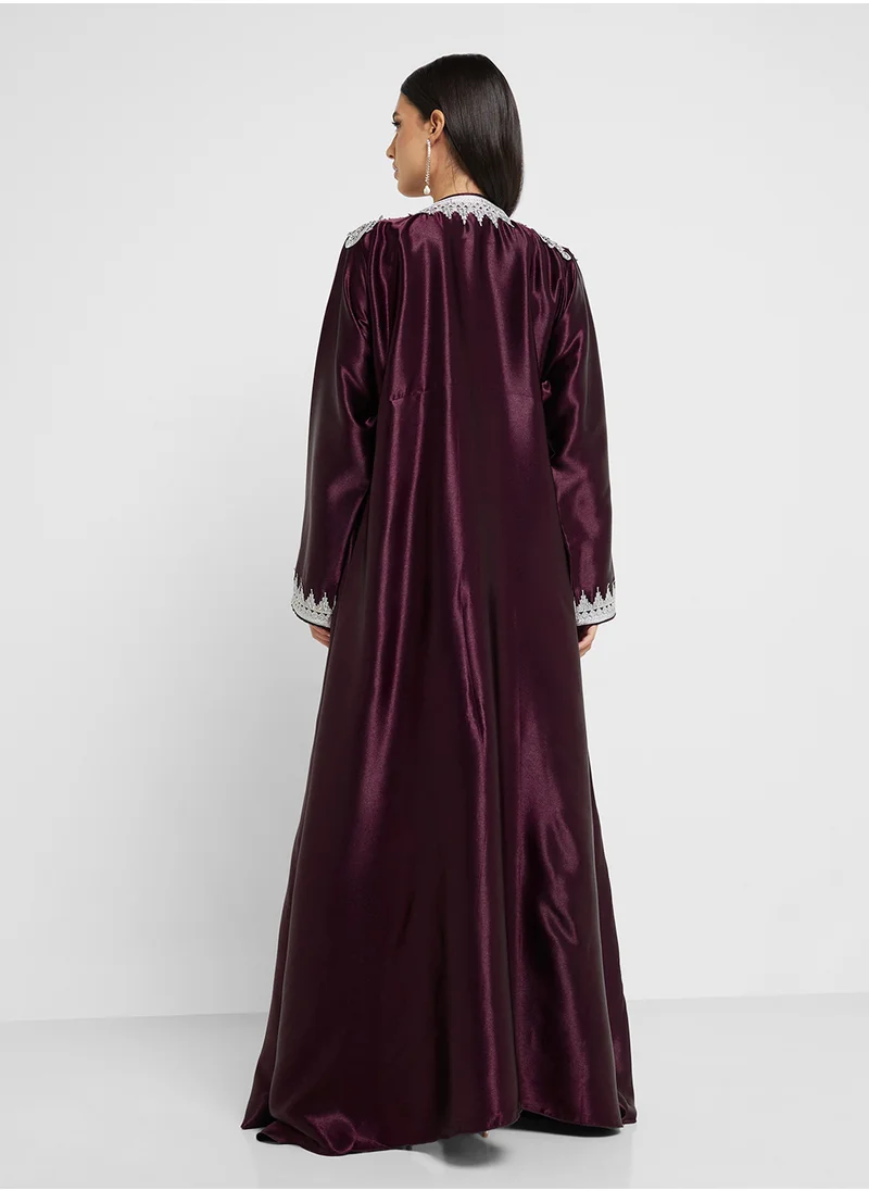 هيا كلوزيت V-Neck Embroidered Belted Dress