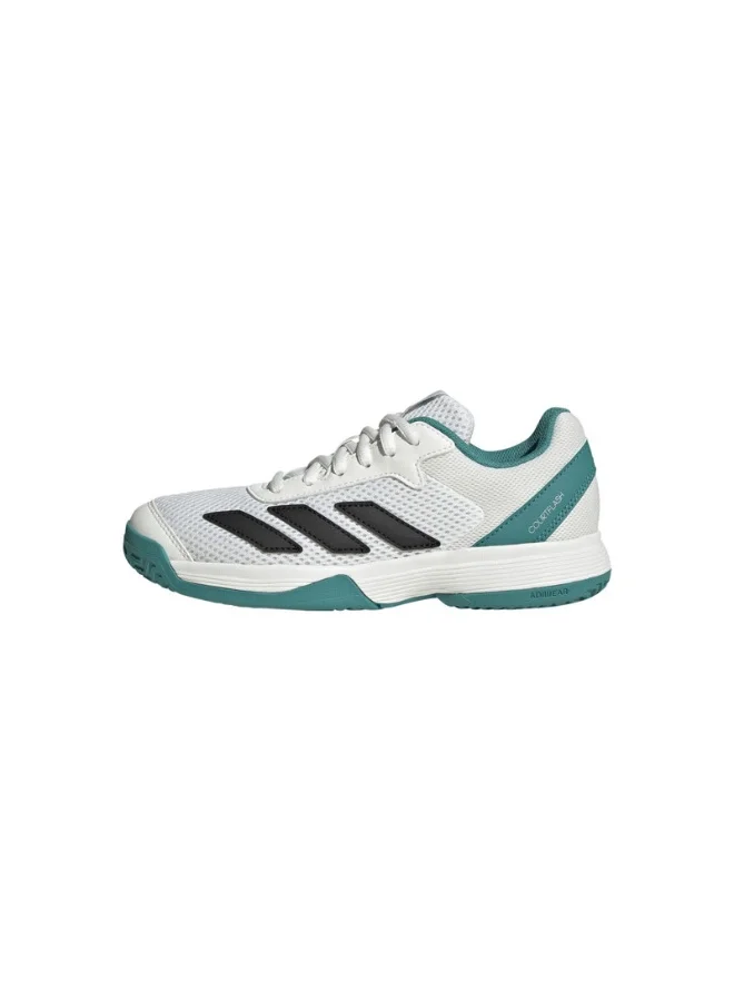 adidas أحذية تنس كورت فلاش كيه يو بيضاء للأطفال