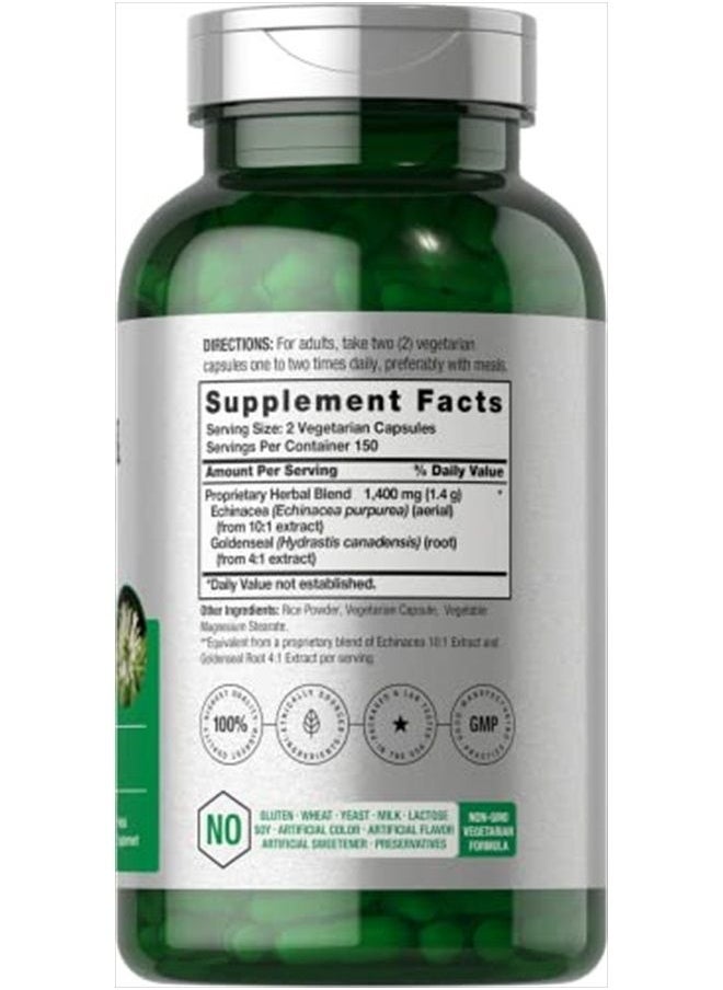Horbäach Echinacea Goldenseal Capsules | 1400mg | 300 Count | Vegetarian, Non-GMO, Gluten Free Extract Supplement | by Horbaach  - Image 3
