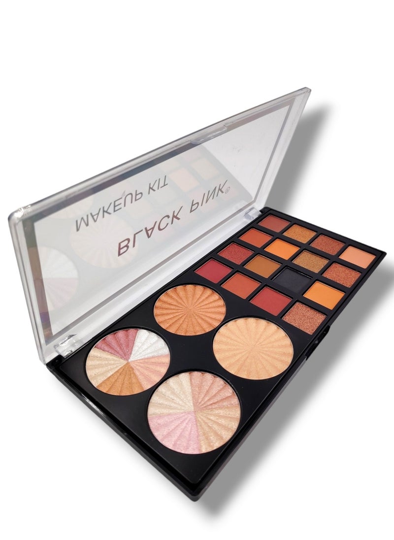 Black Pink Black Pink Makup Kit  Eyeshadow Palette + Highlighter  - Image 1