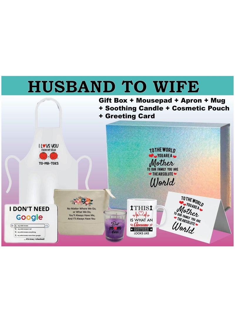 Generic Gifts For Mothers Includes Gift Set Box With Mug Apron |Cosmetic Pouch| Mousepad| Scented Candle and Greeting Card For Mother| Wife| Sister| Aunty| Grandma or Friend (Mother Gift Set 4)  - Image 2