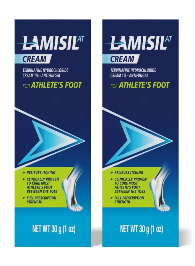 Lamisil Athlete's Foot Cream, 1 Week Treatment, Prescription Strength Terbinafine Hydrochloride, Fast Symptom Relief, Cures Most Athlete's Foot, 30 g (1 oz) - 2 pk - Image 1