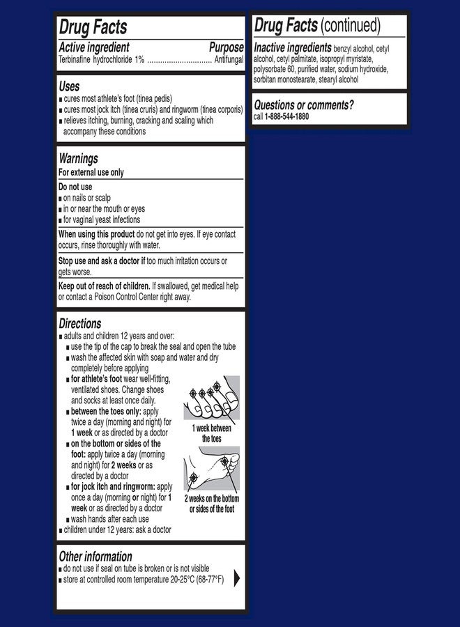 Lamisil Athlete's Foot Cream, 1 Week Treatment, Prescription Strength Terbinafine Hydrochloride, Fast Symptom Relief, Cures Most Athlete's Foot, 30 g (1 oz) - 2 pk - Image 5