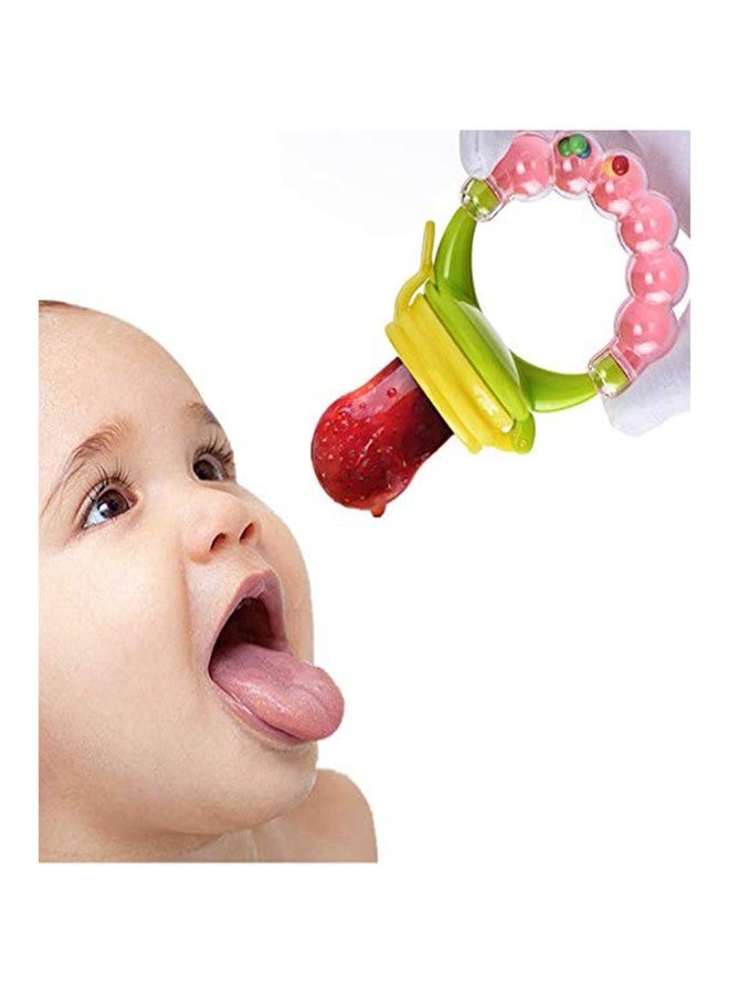 Joy Buzz Babies Fruit Feeder Pacifier (1 Pcs) With 1 Pcs Silicone Baby Food Dispensing Spoon 90Ml And 1 Pcs Fruit Teether 1Pcs Finger Brush 1 Pcs Baby Bib Gifting Combo (Rattle Combo 5 Pcs),Assorted - Image 4