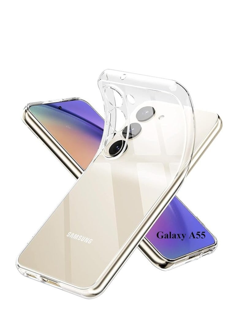 Samsung Galaxy A55 5G Clear Case Soft Flexible Silicone TPU Shockproof Transparent Rubber Back Cover Compatible for Samsung Galaxy A55 5G - Image 1