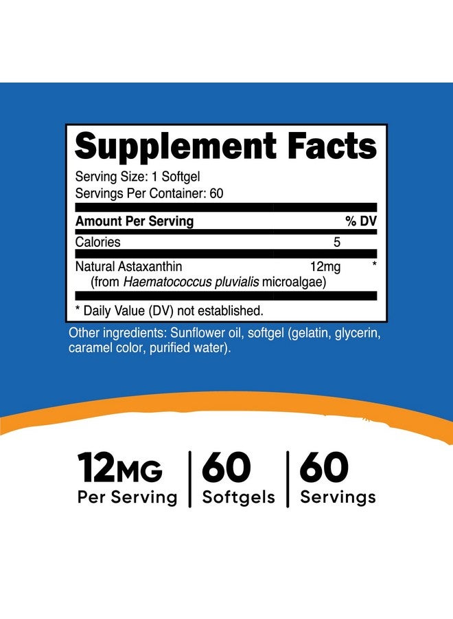 Nutricost Astaxanthin 12mg, 60 Softgel Capsules - Image 2
