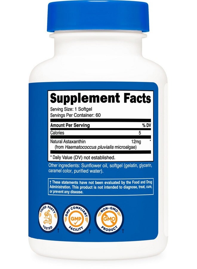 Nutricost Astaxanthin 12mg, 60 Softgel Capsules - Image 4