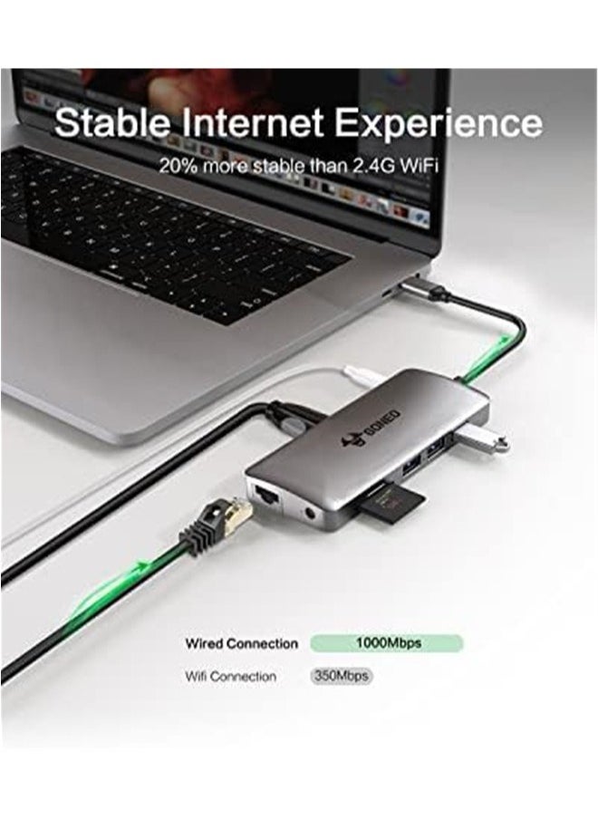 جونيو 11 في 1 USB C ، قم برسو المحطة C -HUB محول متعدد المعدلة مع 2 منافذ HDMI 100W PD CARGER PORT 5GBPS USB C 1000MBPS PORT OSB C DONGLE لـ Dell XPS MacBook HP Lenovo Samsung Galaxy  - Image 4