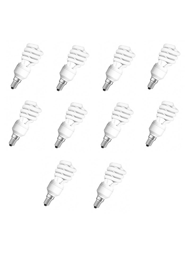 OSRAM OSRAM DULUX SUPERSTAR MINI TWIST 12W Warm White CFL Spiral Bulb – E14 Base, 2700K (Pack of 10) - Image 1