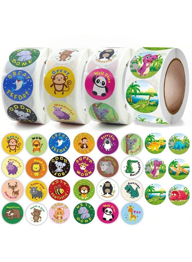 STORE 2508 Store2508 Kids Reward Sticker Roll Set Animal Cartoon Design Stickers 1 Inch Diameter 2000 Pcs  - Image 1