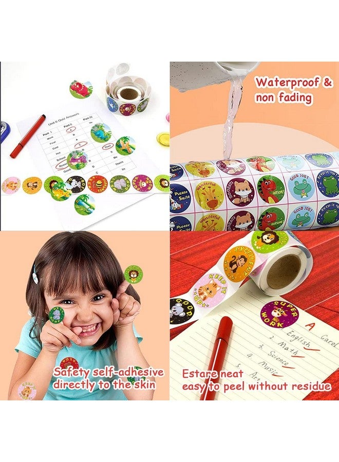 STORE 2508 Store2508 Kids Reward Sticker Roll Set Animal Cartoon Design Stickers 1 Inch Diameter 2000 Pcs  - Image 5