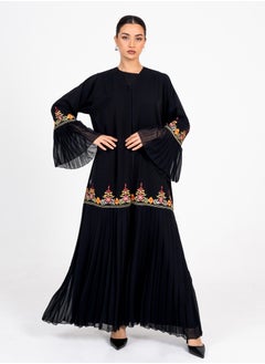 Rosette Abaya Embellished abaya With coloring Embroidery & Pleated Chiffon  - Image 1